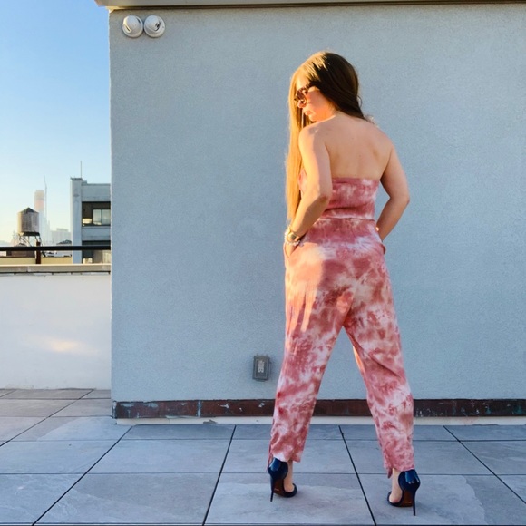 Free People Pants - Free People Marble Camo Tye-Dye Strapless Jumpsuit